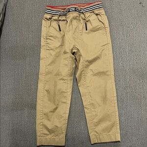 Burberry Kids Tan Trousers with Striped Waistband